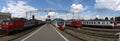 Train on Moscow passenger platform, Russia Panorama