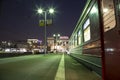 Train on Moscow passenger platform in Moscow, Russia at night Royalty Free Stock Photo