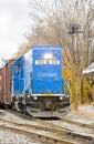 train with motor locomotive, South Paris, Maine, USA