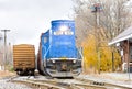 train with motor locomotive, South Paris, Maine, USA