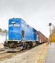 train with motor locomotive, South Paris, Maine, USA