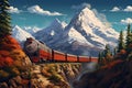 Train mountains. Generate Ai Royalty Free Stock Photo