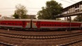 train moves on rails local railways Mumbai