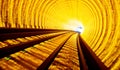 Train moving fast in tunnel Royalty Free Stock Photo