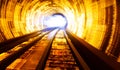 Train moving fast in tunnel Royalty Free Stock Photo