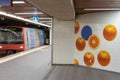 train moving inside the Laranjeiras subway station in Lisbon