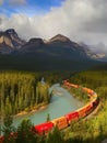 Train Moving in Mountains Royalty Free Stock Photo