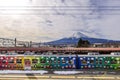 Train and Mt. Fuji at Kawaguchiko station in Japan