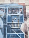 Train mural in downtown Toledo Ohio USA