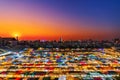 Train Night Market Ratchada at sunset in Bangkok, Thailand