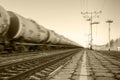 Train with oil tanks moving. Royalty Free Stock Photo