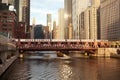 Train over the Chicago River on Wells Street