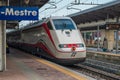 Train parked at the Venice Mestre Railway Station Platform in Mestre, Italy