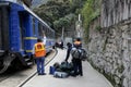 Train passengers arriving in Aguas Calientes Machu Pichuu