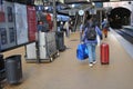 Train passengers at Copenhagen main trainm station in Capital