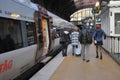 Train passengers at Copenhagen main trainm station in Capital