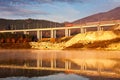 Train passing on a railroad bridge Royalty Free Stock Photo