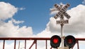 Train Passing Railroad Crossing Warning Lights Flashing Royalty Free Stock Photo