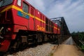 Train is passing by at a railway track in Manek Urai, Kelantan, Malaysia