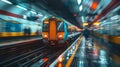 Train Passing Through Station Alongside Loading Platform Royalty Free Stock Photo