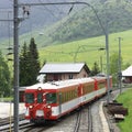 Train passing a village