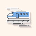 Train patch. High speed shinkansen. Japanese bullet train for trip. Rapid transit. Railway for traveling. Tourism