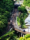 A TRAIN ON A PICTURESQUE LANDSCAPE