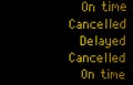 Train or plane information board with cancellation and delays Royalty Free Stock Photo