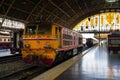 Train on the platform in Bangkok train station, Thailand