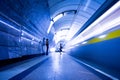 Train on platform in subway Royalty Free Stock Photo