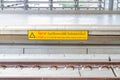 Train platform warning sign Royalty Free Stock Photo
