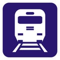 Train platform, isolated vector icon of white locomotive Royalty Free Stock Photo