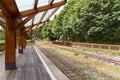 Train at platfrom of Alishan forest railway station Royalty Free Stock Photo