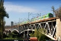 Train on the Poniatowski Bridge in Warsaw