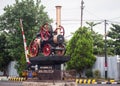 A train pump statue monument at jogja yogyakarta indonesia