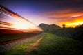 Train rail background at sundown Royalty Free Stock Photo