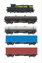 Train + rail cargo cars set