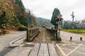 Train rail with railway traffic lights in Alishan Forest Railway in Alishan, Taiwan Royalty Free Stock Photo