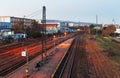 Train railroad at night