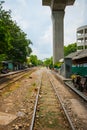 Train on railroad tracks near Phayathai, Bangkok