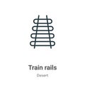 Train rails outline vector icon. Thin line black train rails icon, flat vector simple element illustration from editable desert Royalty Free Stock Photo