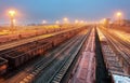 Train railway with freight station, Transportation Royalty Free Stock Photo