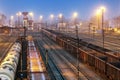 Train railway with freight station, Transportation Royalty Free Stock Photo