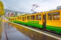 Train in railway station in Wengen, Switzerland Royalty Free Stock Photo