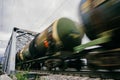 Railway wagons with motion blur effect. transportation, railroad, train rides ac Royalty Free Stock Photo