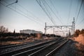 Train railways at sunset