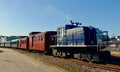 Old train on tracks vintage antique technology retro