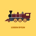 Train retro steam locomotive, old vintage style, vector icon, emblem Royalty Free Stock Photo