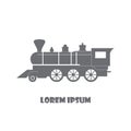 Train retro steam locomotive, old vintage style, vector icon, emblem Royalty Free Stock Photo