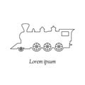 Train retro steam locomotive, old vintage style, vector icon line, emblem Royalty Free Stock Photo